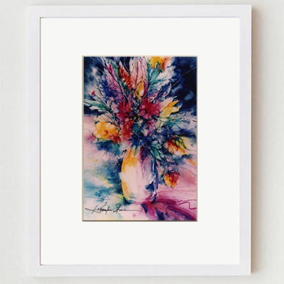 Vase Of Flowers - print in acid free mat - Picture 2 of 4